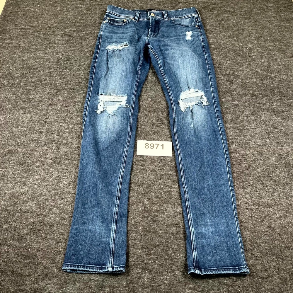 Hollister Stacked Skinny Jeans Men 30x30 Blue Cotton Advanced Stretch Distressed
